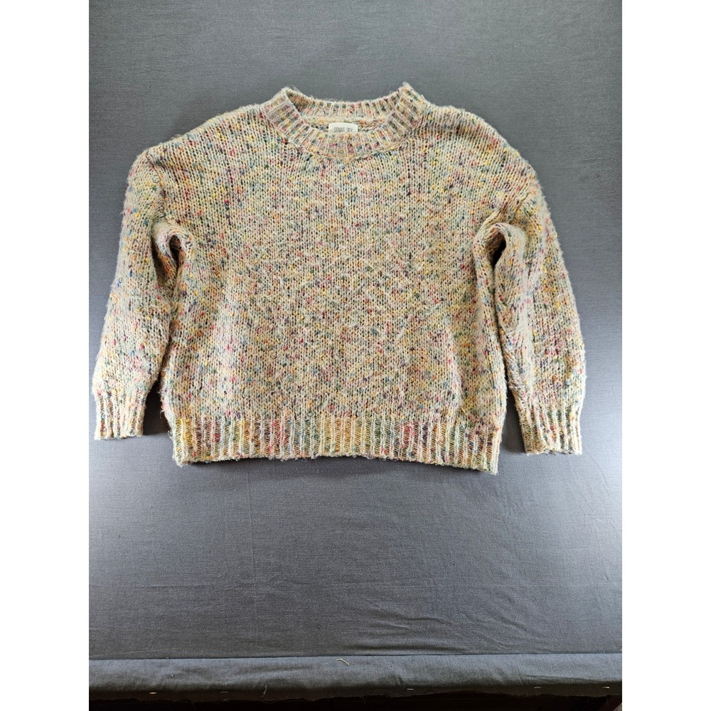 Sienna Sky Womens Confetti Knit Crewneck Sweater Cream Multi Size Medium